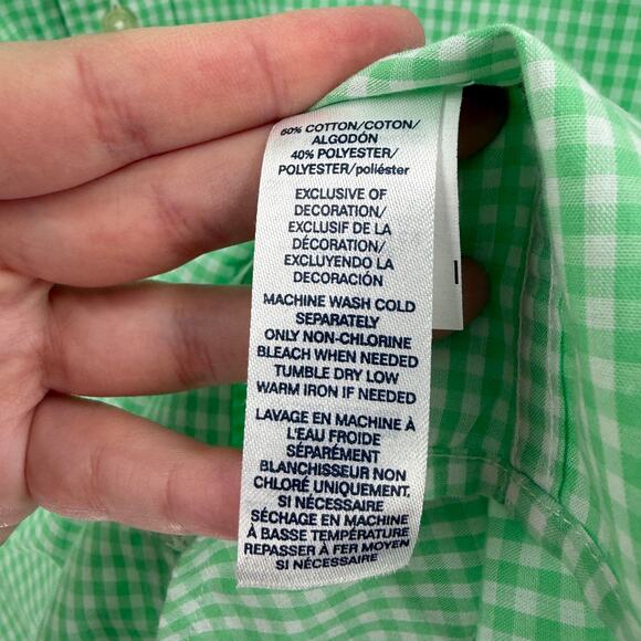 NWT Chaps Green Check Easy Care Button Front Long Sleeve Shirt Men's Size 2XLT - Picture 4 of 10